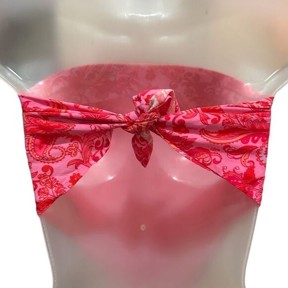 MWT Dolls Kill Y2K Pink Paisley Barbiecore Bandana Tie Shirt Top - Picture 2 of 3